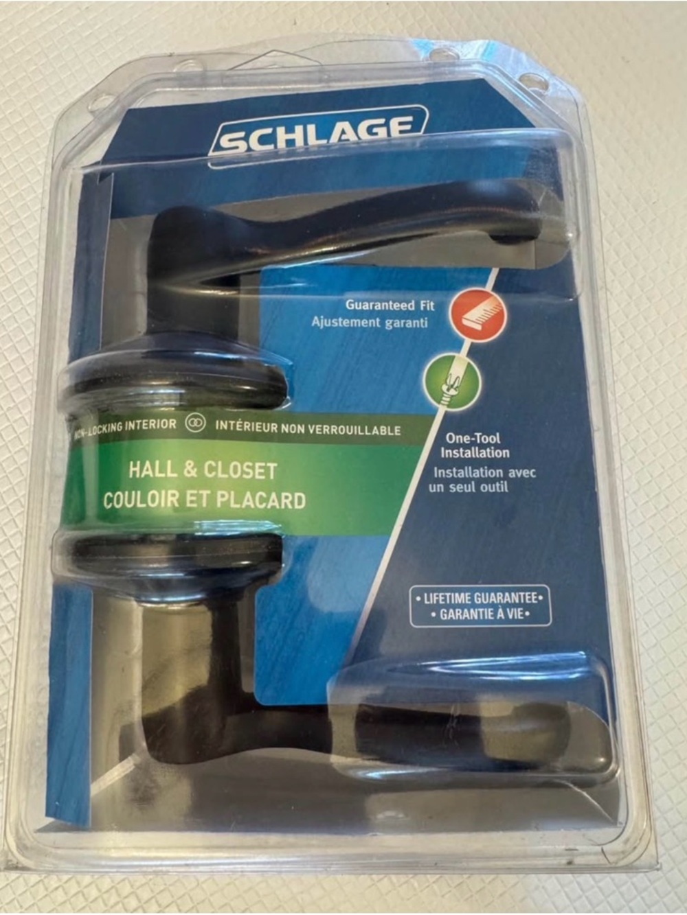 Schlage hall & closet aged bronze door handle